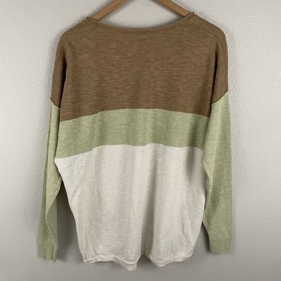 Madewell Womens M Palmdale Pullover Sweater In Colorblock Stripe Linen Blend - Picture 4 of 4